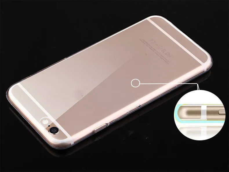 Transparent TPU soft shell mobile phone case for iPhone models on a white background.