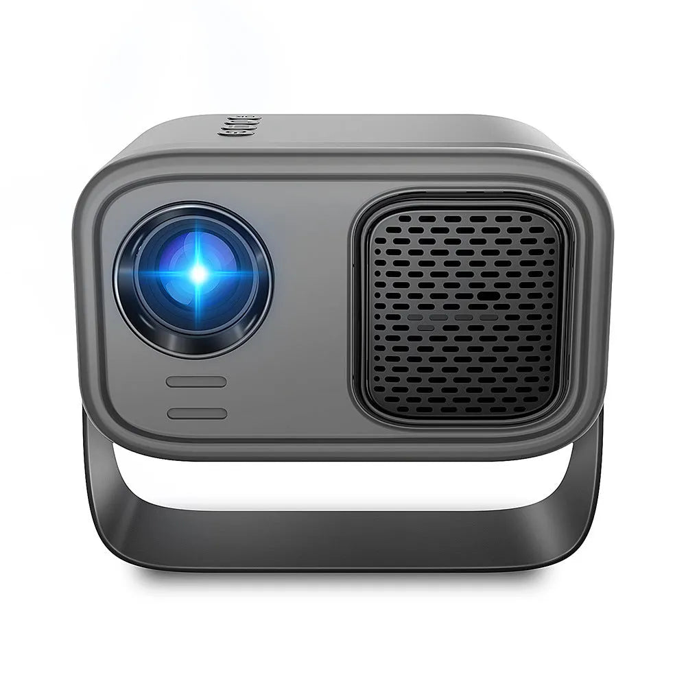 Black portable smart projector with 720p HD resolution and Android operating system