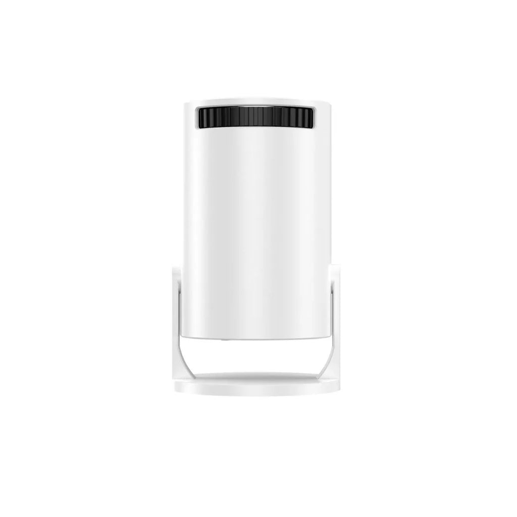 White mini wireless portable projector with 1080p HD resolution for home entertainment