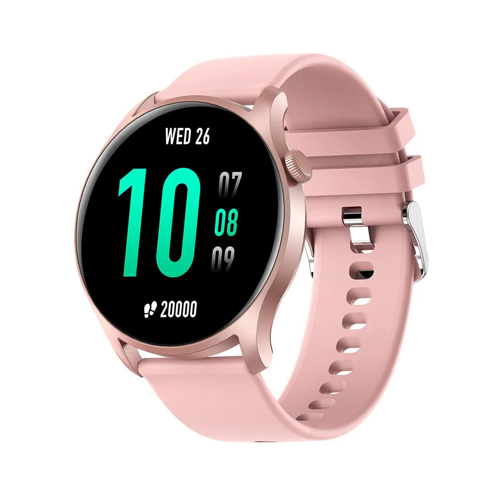 Smart watch with colour display showing heart rate monitoring on silicone wristband