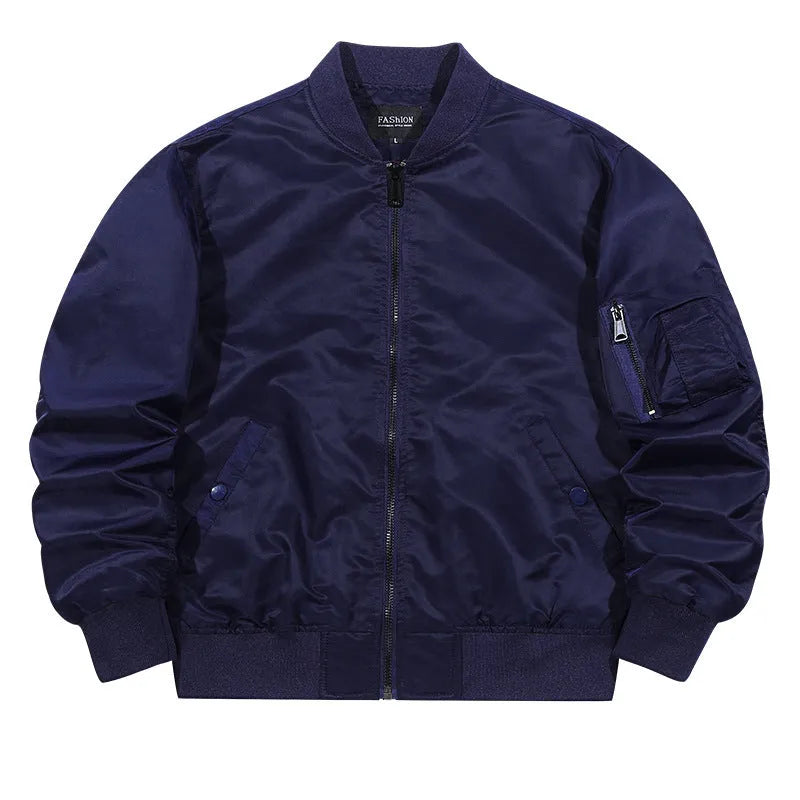 Men's casual jacket loose fit solid colour nylon with side seam pockets