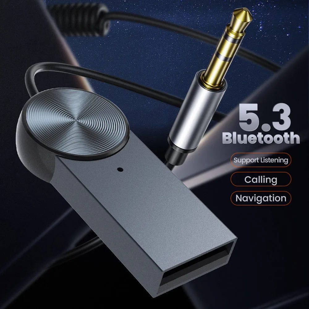 New AUX car Bluetooth sound receiver with aluminium alloy housing and 35-100cm extension cable