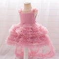 New Children's Sleeveless Mesh Long Dress in Bean Pink for Girls, Trueran Fabric, Available in Multiple Sizes