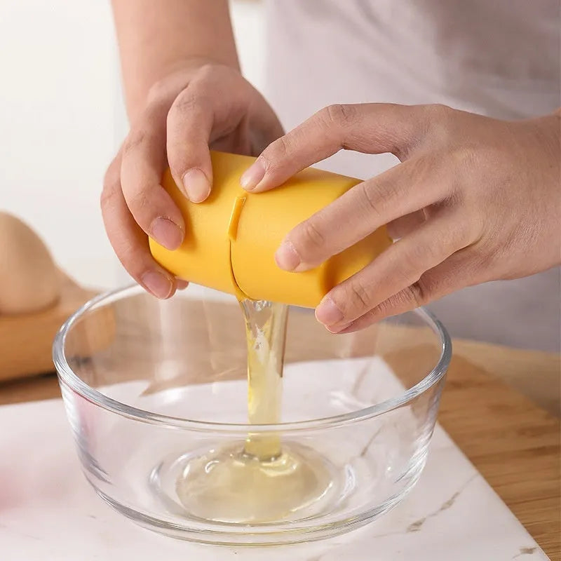 Kitchen egg shell opener and beater tool in orange red, pink or yellow colour weighing 35g