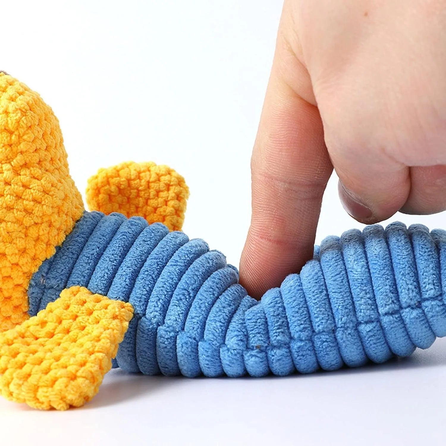 Squeaky plush dog chew toy in animal shape for dental cleaning, 19cm size suitable for all breeds