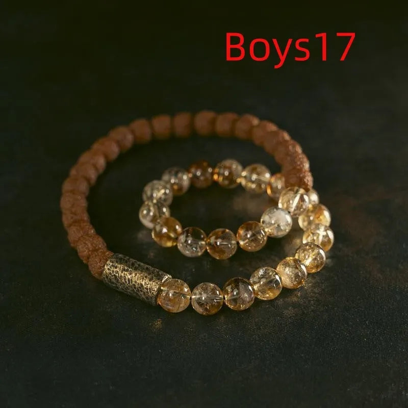 Retro-style double circle LCD bracelet showing natural citrine colour display on wrist