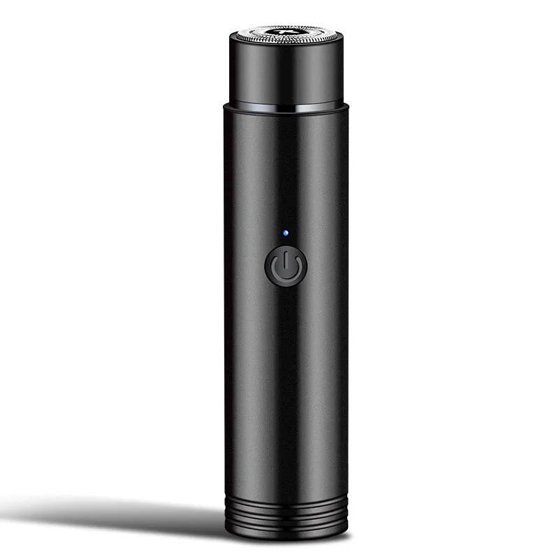 Mini portable electric shaver with rotary 1-blade head, black, 106mm length