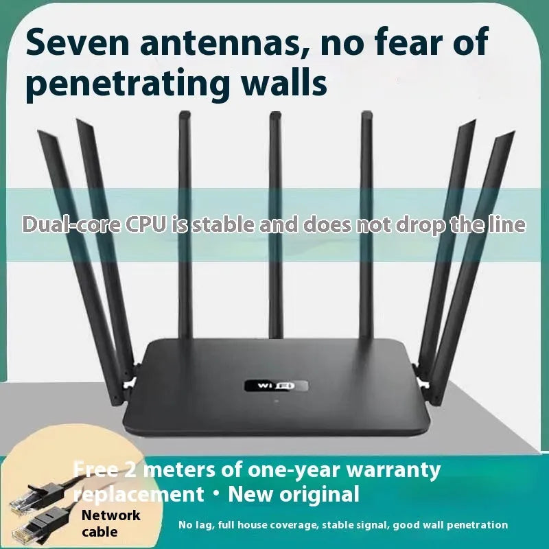 Black and white dual-band 5G router with wall-through Wi-Fi coverage for whole home connectivity