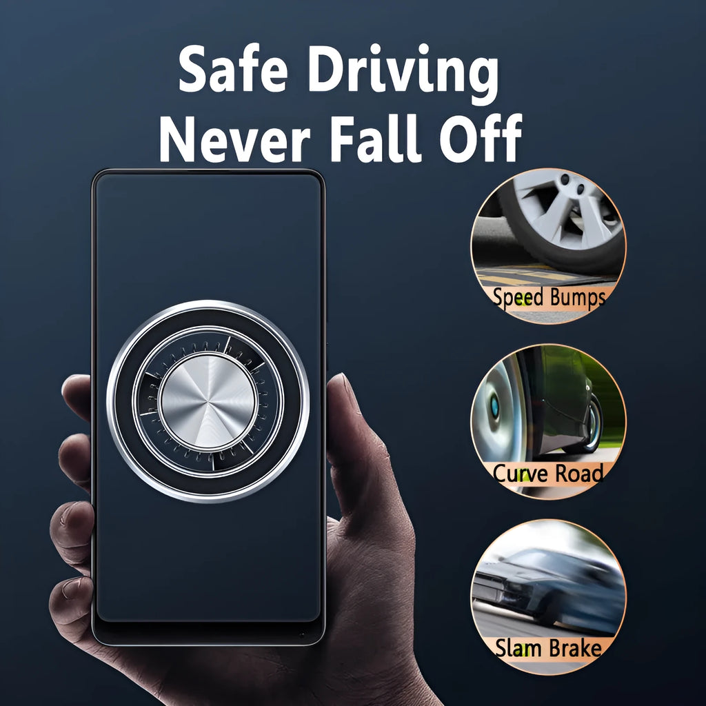 Air outlet snap on mobile phone holder car magnetic suction bracket silver and black alloy ABS construction