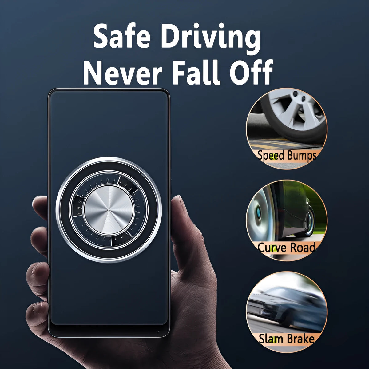 Air outlet snap on mobile phone holder car magnetic suction bracket silver and black alloy ABS construction