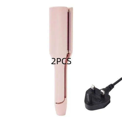 32mm deep wave hair curling iron in pink with 4 temperature settings and negative ion technology