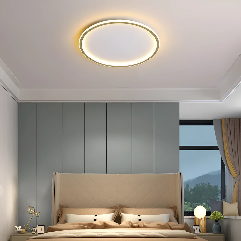 Minimalist LED ceiling lamp with tri-colour stepless dimming in black finish