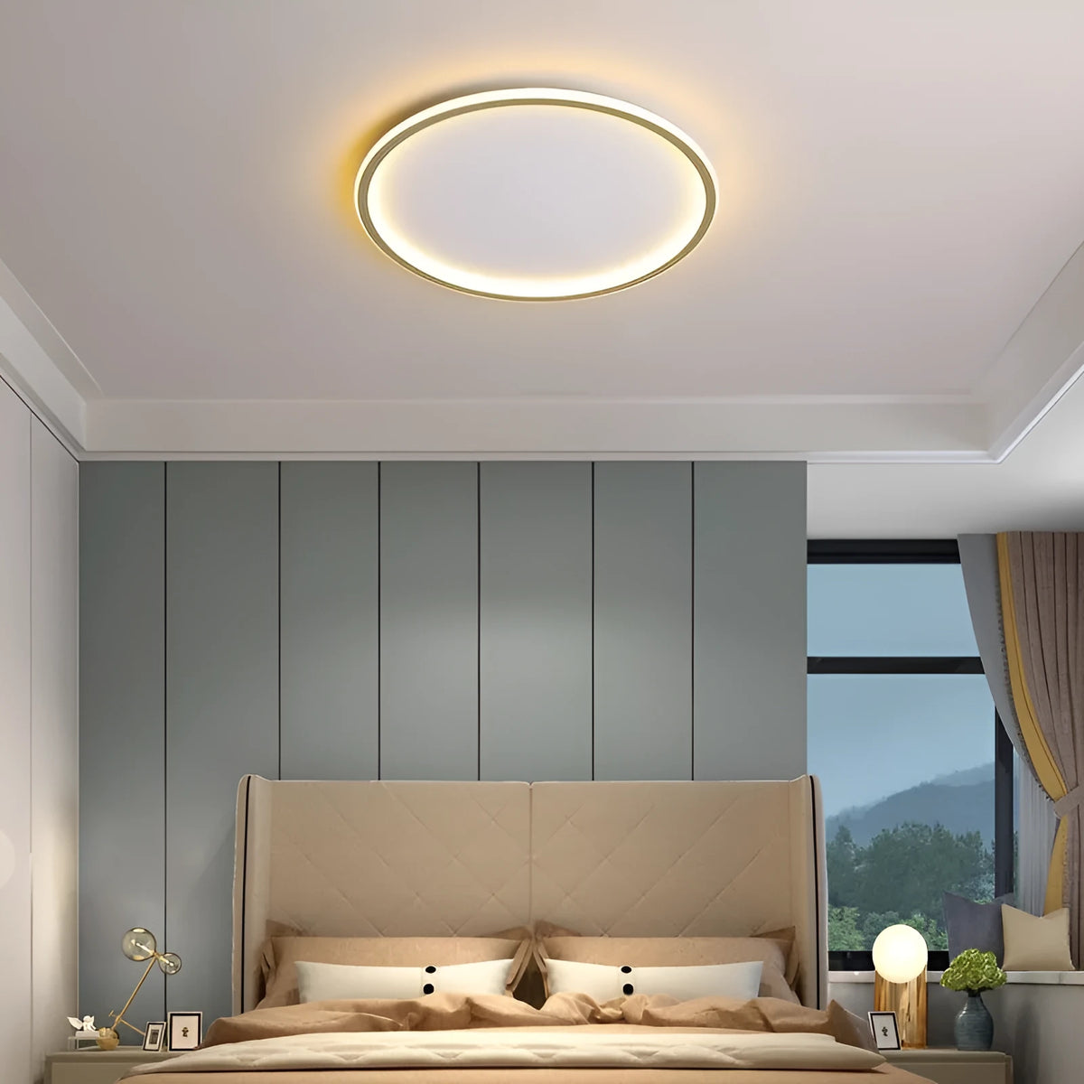 Minimalist LED ceiling lamp with tri-colour stepless dimming in black finish