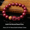 Purple gold sandstone cinnabar bracelet with totem engraving showing polished beads in three size options