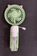 Plastic handheld USB rechargeable nozzle fan in apricot, blue, green, orange, or pink colour options.