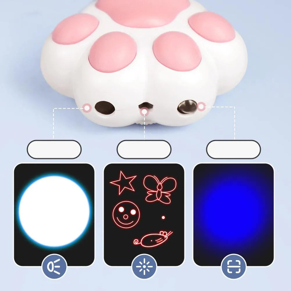 Pink and black USB rechargeable infrared cat teaser toy with keychain measuring 5cm