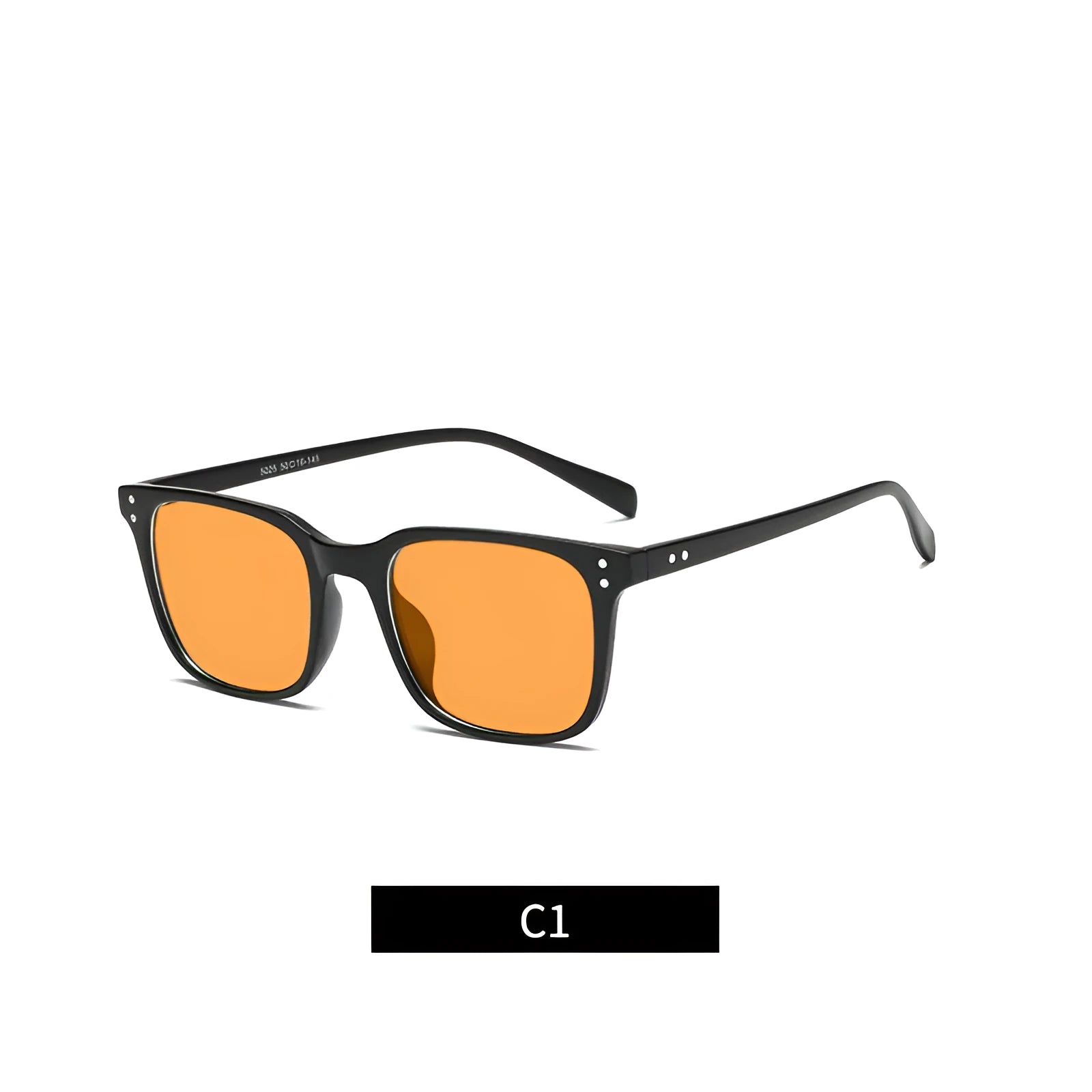 Colour-changing orange lens anti-blue light glasses with a TR90 frame on a colour box.