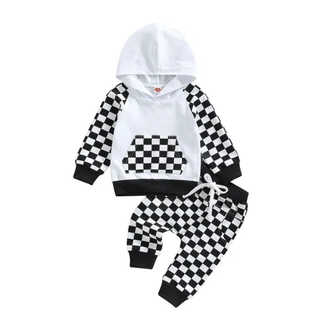 Casual boys' cotton hoodie and trousers suit in creamy-white, two-piece set for children 80-120cm