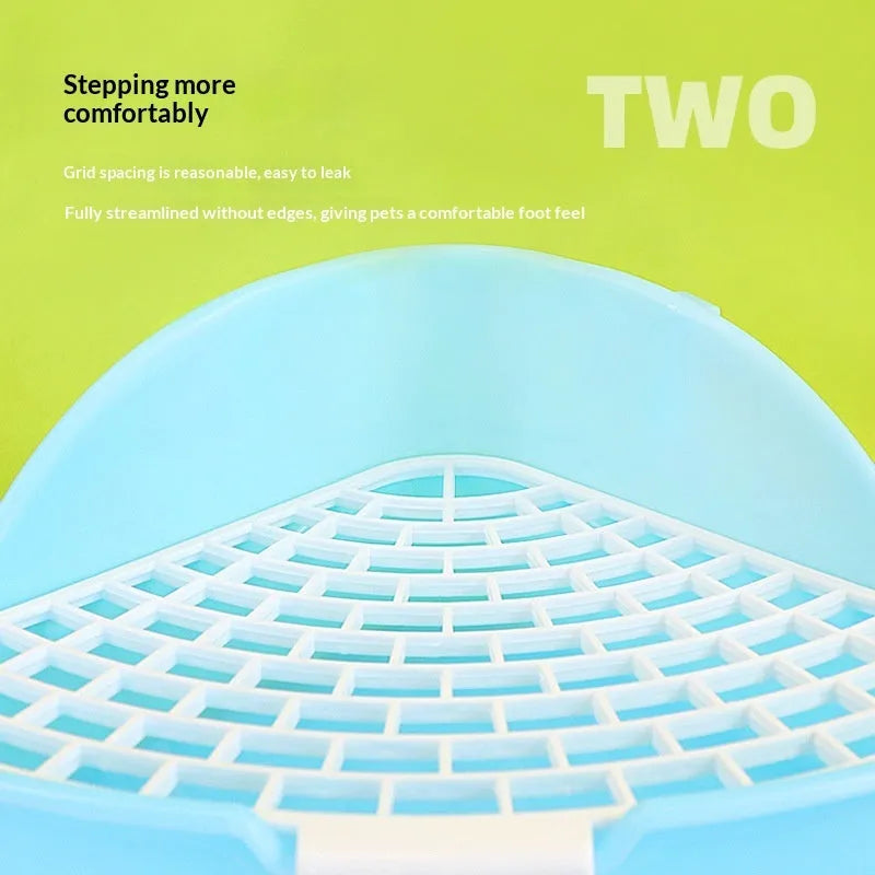 Triangular plastic pet toilet potty for rabbits and guinea pigs in white colour option