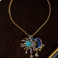 European antique Moen face sun moon pendant necklace with 925 silver brooch and adjustable alloy chain 51-60cm