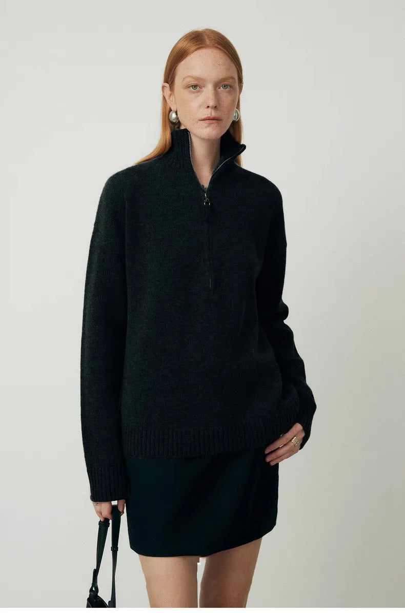 Loose lapels wool bandage dress in black or grey for autumn and winter, long sleeve pullover.