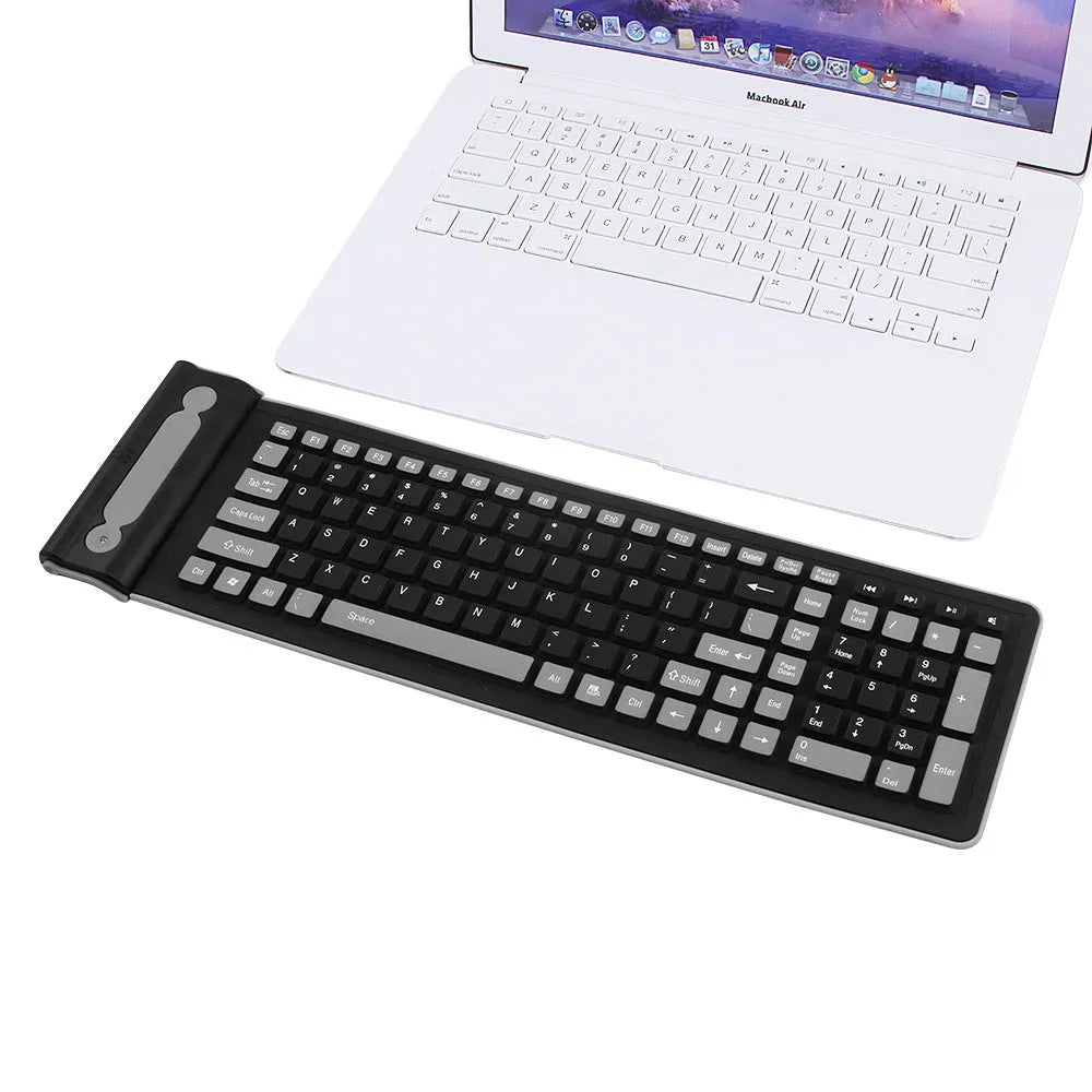24g wireless mute folding keyboard in waterproof silicone slim design for desktop