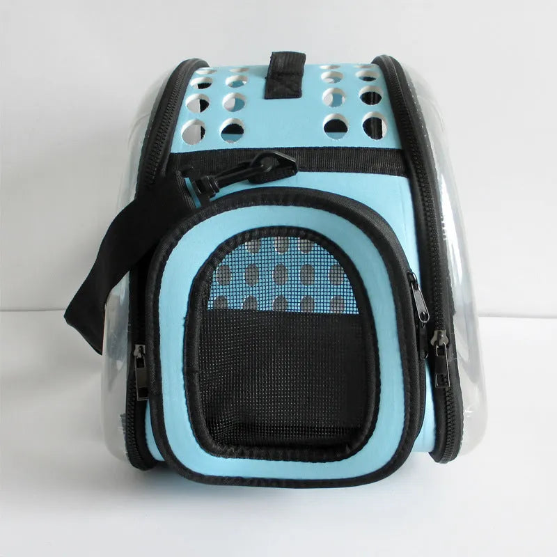 Breathable crossbody pet bag for small pets under 10 jin in solid colour with EVA and polyester fabric.