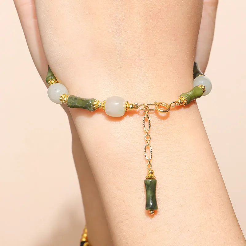 Crystal agate bracelet with round natural gemstone beads in fruit, bow and animal shapes