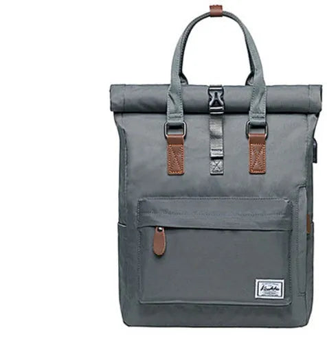 Casual black polyester backpack with a cover flap, shown with a laptop pocket and internal organisation.