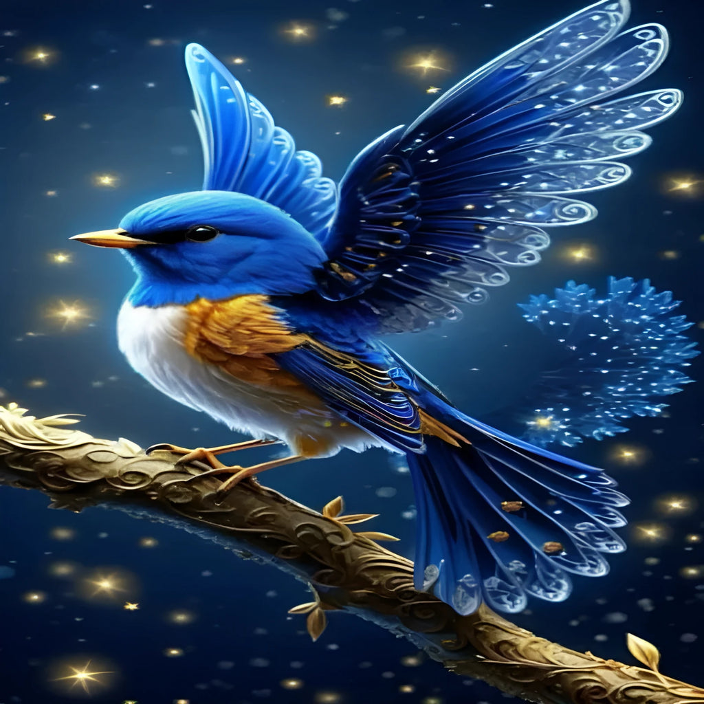 Handmade blue bird diamond painting kit with 60x100cm modern design on acrylic canvas