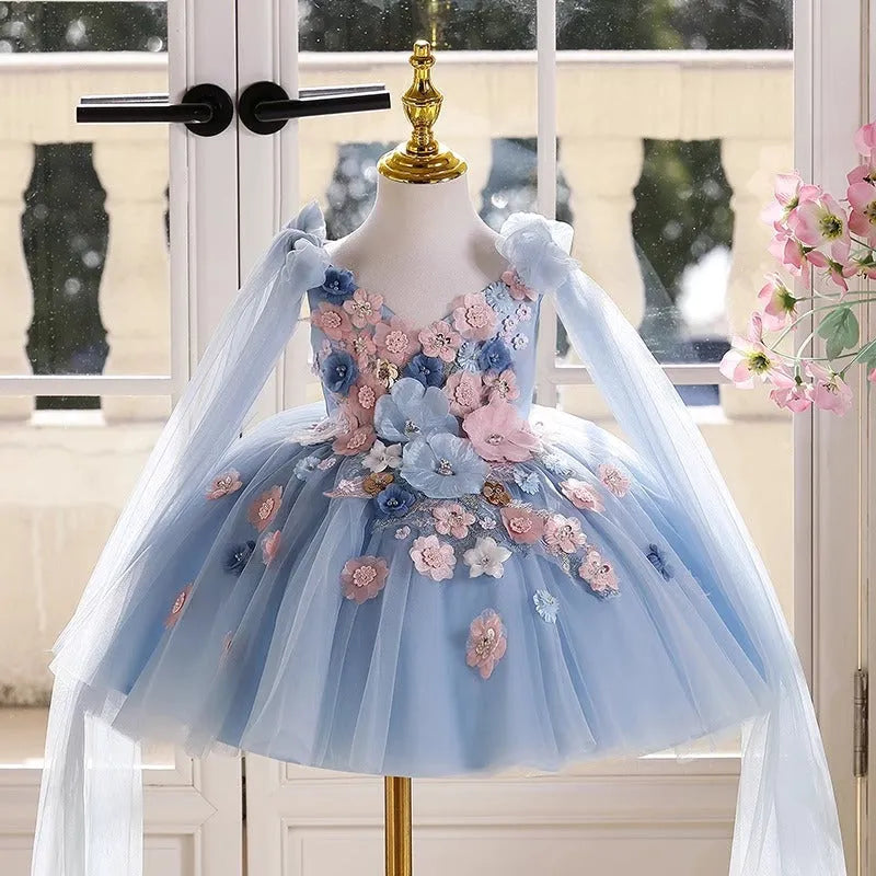 FARCENT sky blue polyester princess dress for girls piano performance