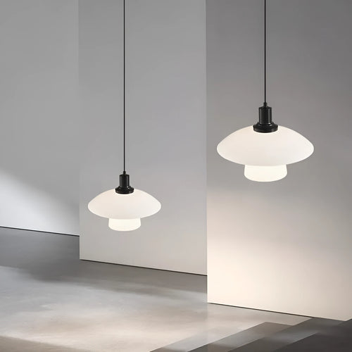 Italian minimalist glass bedside pendant light with black three-colour LED fixture