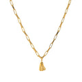 Ghost pendant necklace on a twisted stainless steel chain, shown in Cable, Figaro, and Mini Staple style options.