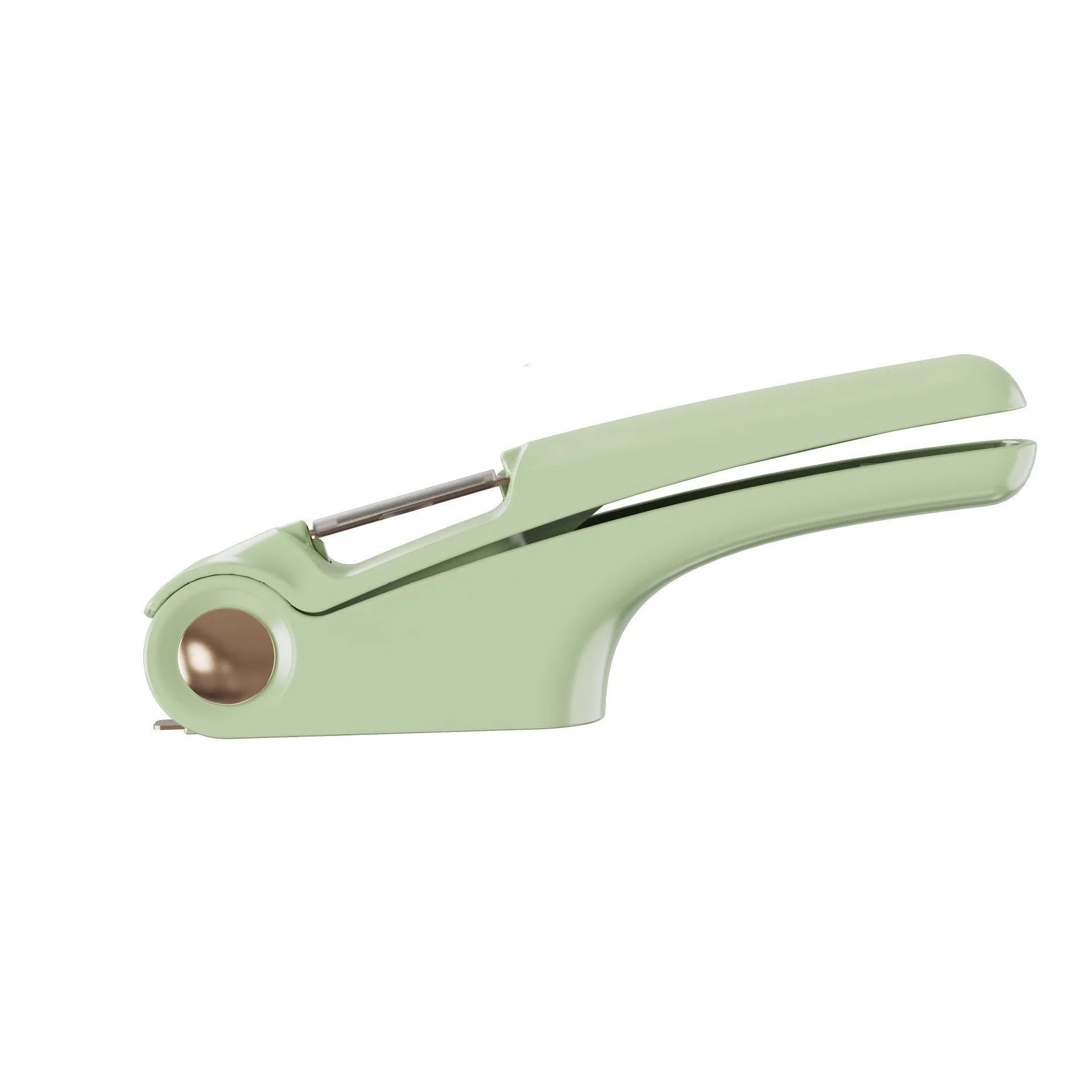 Manual garlic press with ABS handle and stainless steel press mechanism in green colour