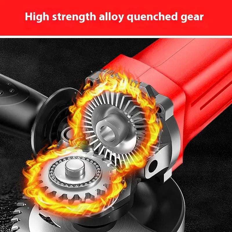 Electric angle grinder 1600W with 100mm disc and 10mm chuck on workbench