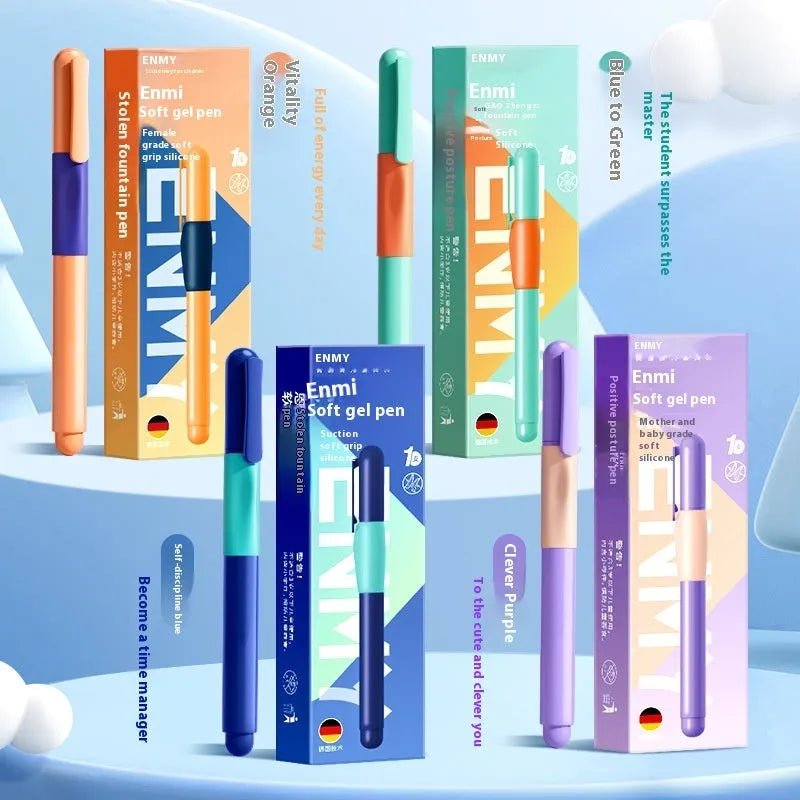 Student posture correction pen with plastic shell, blue colour, boxed packaging