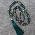 Natural agate 108-bead necklace bracelet with 6mm geometric beads