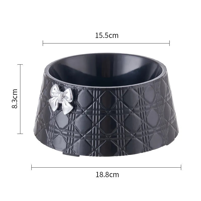 Bowknot pet feeding bowl with diamond pattern in multiple colour options