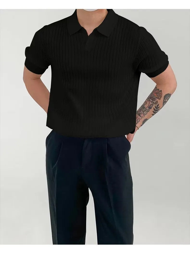 Men's solid colour cotton blend polo shirt with half sleeves in loose fit