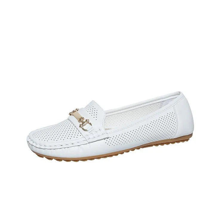 Women's flat casual shoes in artificial PU available in white, black and khaki colours