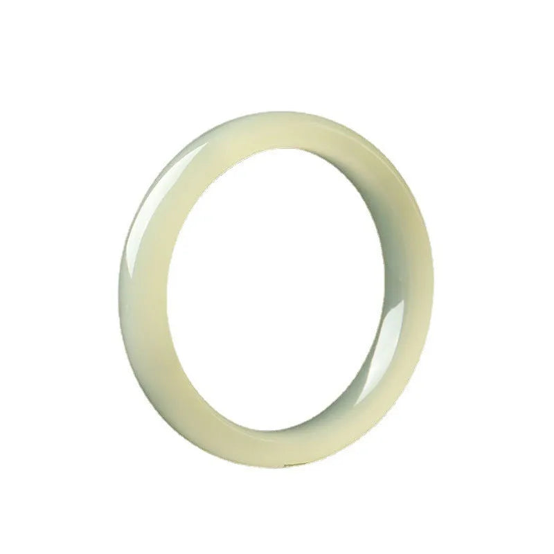 Solid ice silk jade round bar bracelet showing smooth geometric shape on a plain background