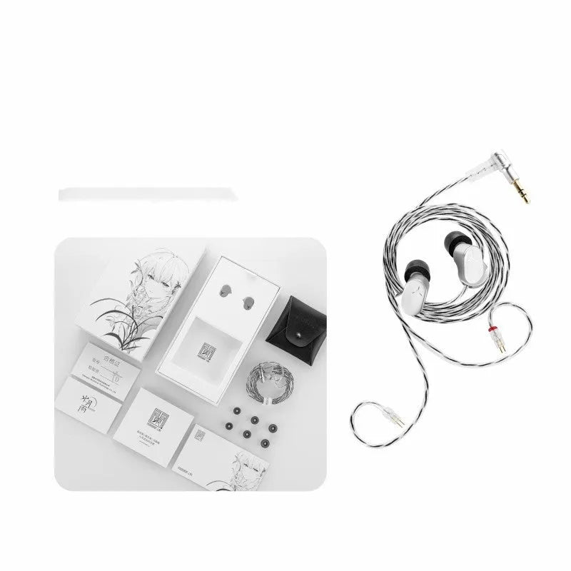 HiFi advanced earphone with interchangeable cable, 1.2m lead, blue colour, and 3.5mm plug