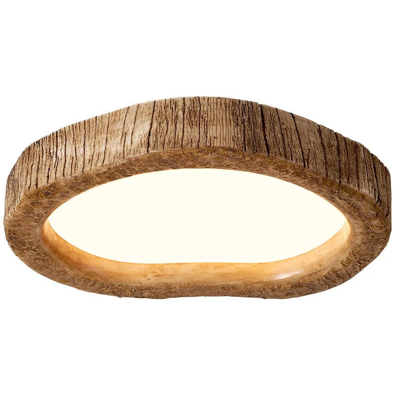 Wood grain finish ceiling lamp in new Chinese style for bedroom lighting