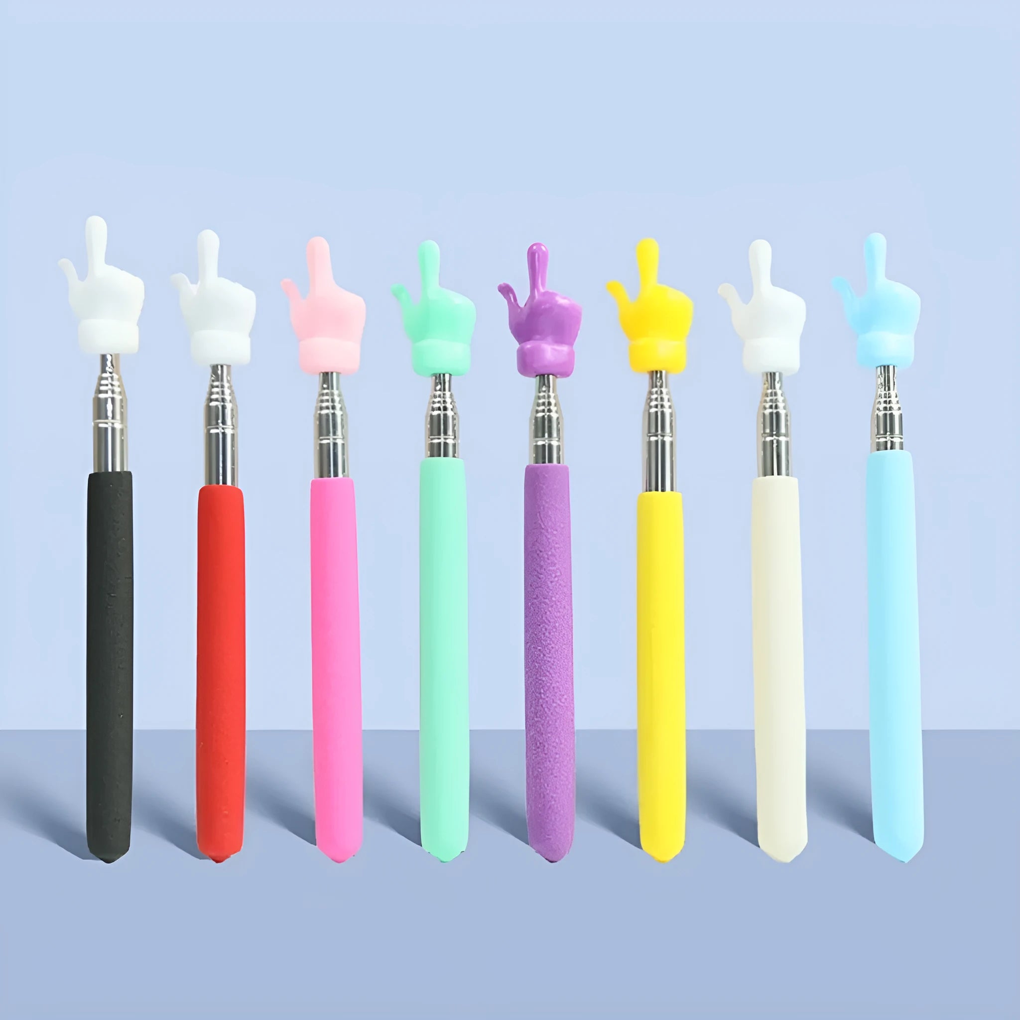 Retractable stainless steel baton children's finger reading teaching pointer in black and white fingers colour