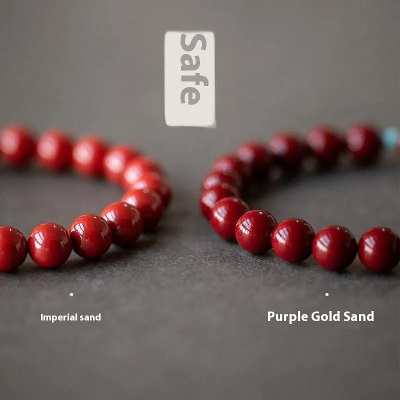 Cinnabar Hetian Jade beads bracelet in Purple Gold Sand colour with geometric elliptical beads