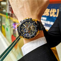 Men's automatic mechanical watch with various colour combinations showing 12mm thickness profile