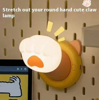 White cat paw shaped touch control rechargeable LED desk lamp with dimmable light