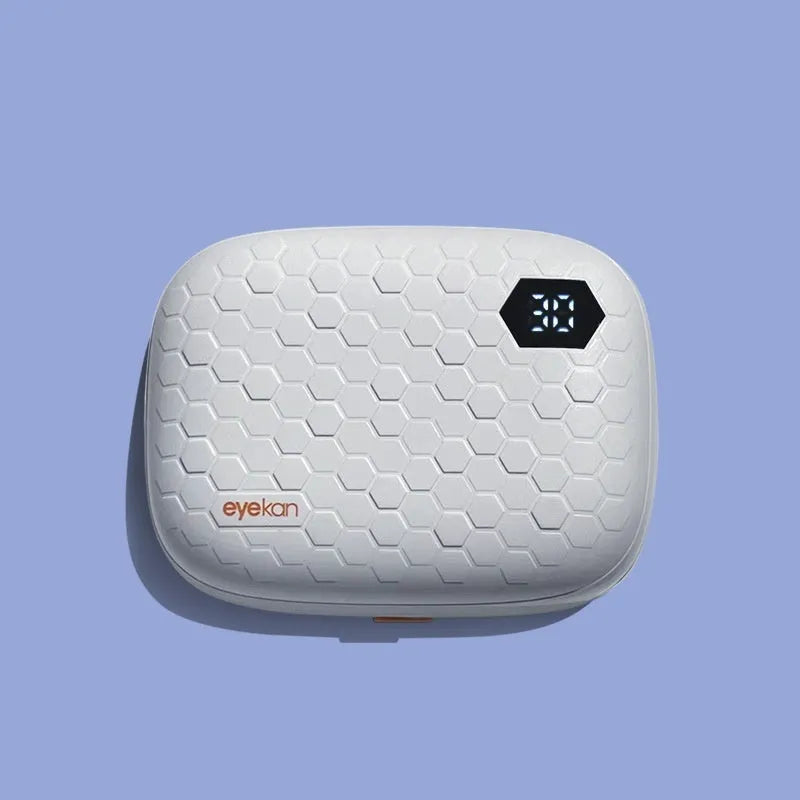 Pearl white automatic ultrasonic cleaning machine for invisible glasses and contact lenses.