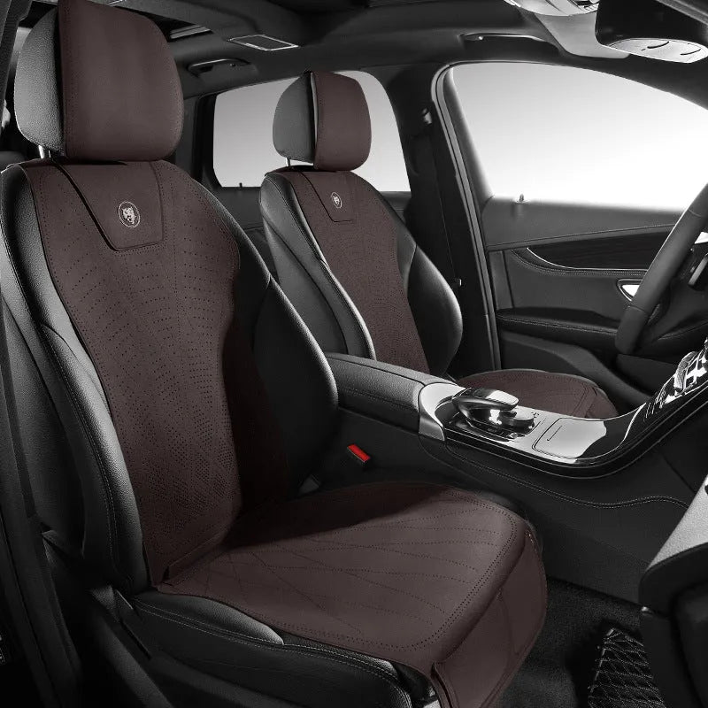 Tailored leather car seat cover with gradient hole design in Hermes orange colour