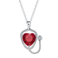 Women's stethoscope wing pendant necklace in red diamond colour with copper construction